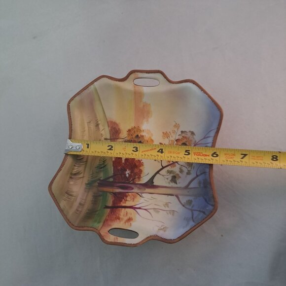 Hand Painted Nippon Japan Two Handle Bowl Landscape Scene Collectible Home Decor - Picture 7 of 13